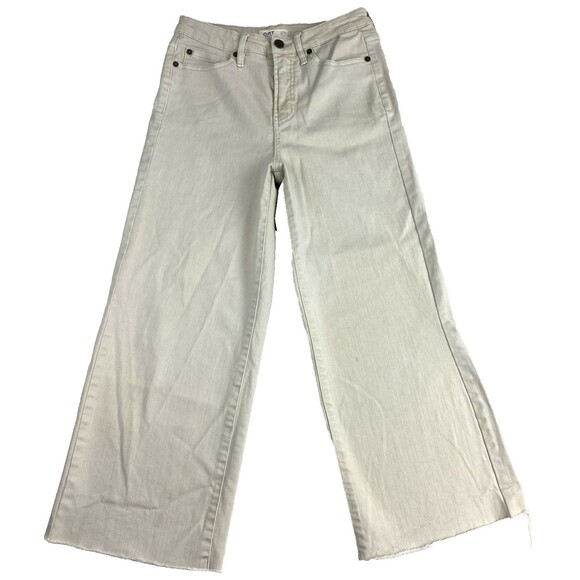 OAT New York High Rise Wide Leg Crop Pants Womens 4 Raw Hem 27W Oatmilk Spring - Picture 1 of 16